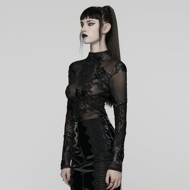 Gothic 3D Floral Mesh Lace Unterhemd