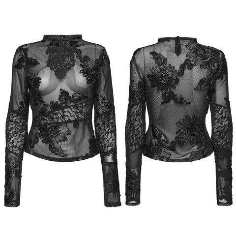 Gothic 3D Floral Mesh Lace Unterhemd