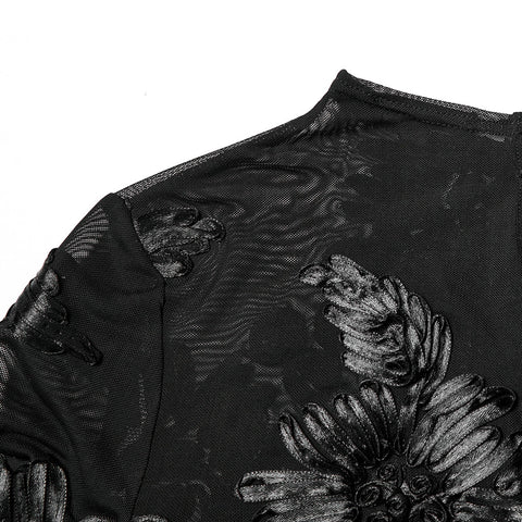 Gothic 3D Floral Mesh Lace Unterhemd