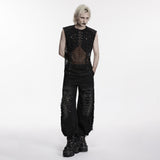 Punk-Mesh-Weste mit Perforationen