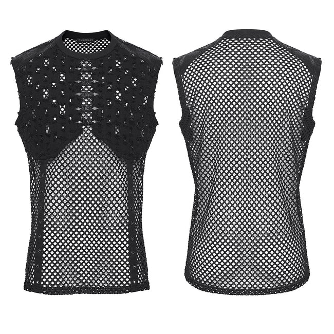 Punk-Mesh-Weste mit Perforationen