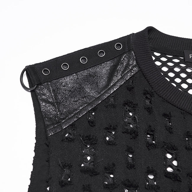 Punk-Mesh-Weste mit Perforationen