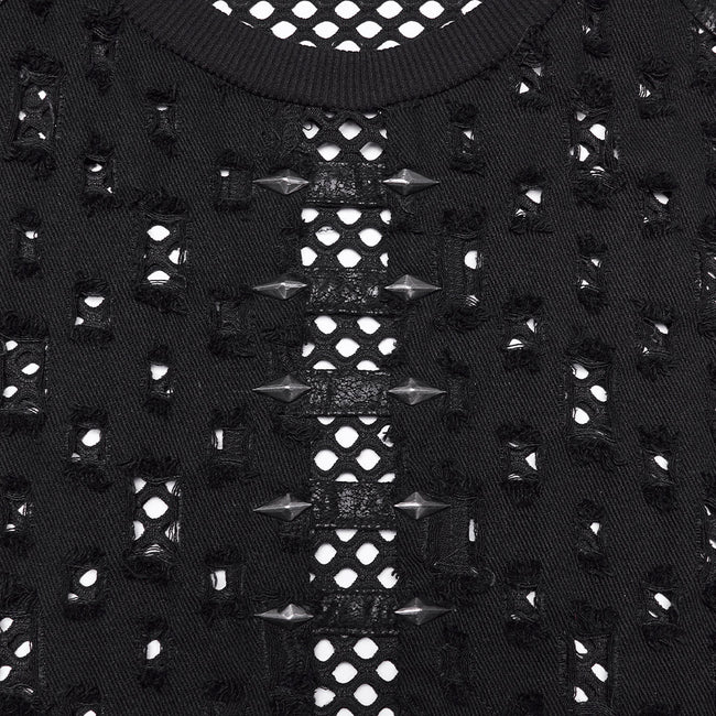 Punk-Mesh-Weste mit Perforationen