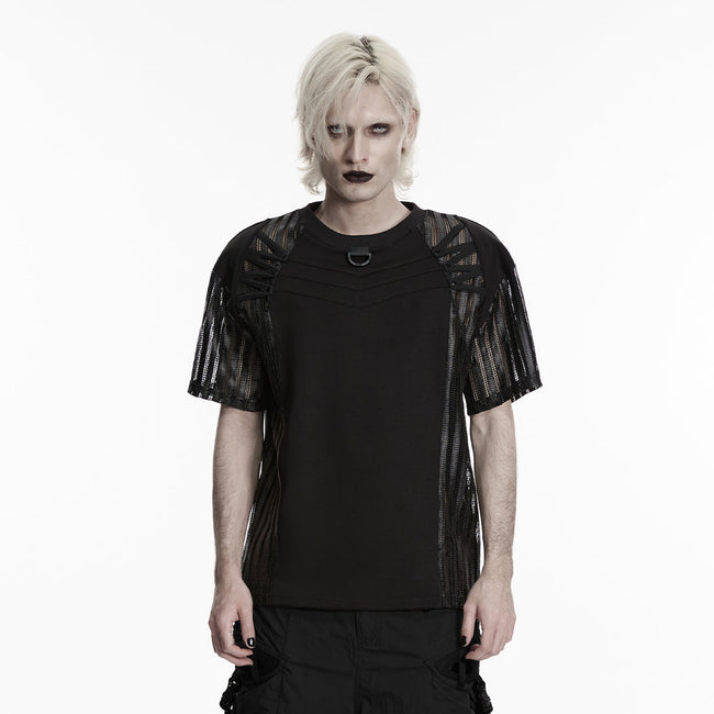 T-Shirt mit Ärmeln im Netzkäfig-Stil