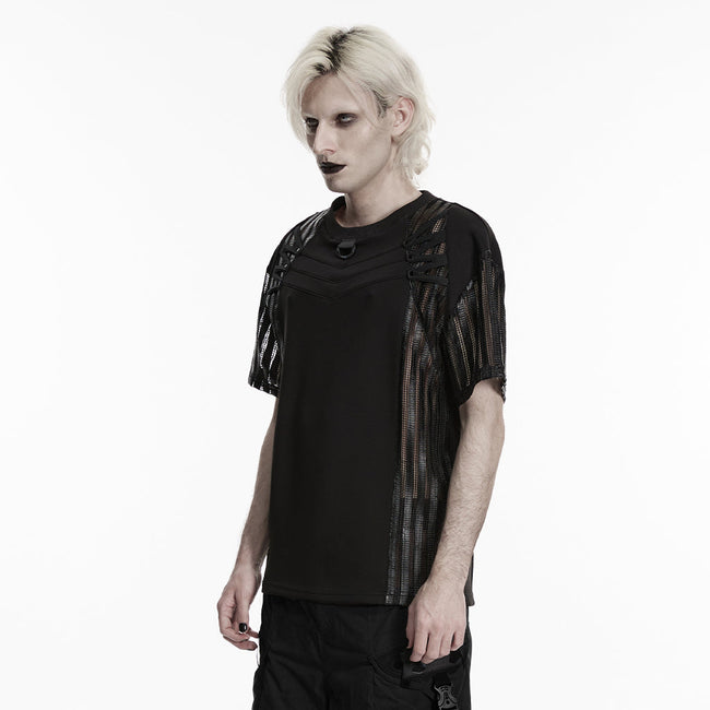 T-Shirt mit Ärmeln im Netzkäfig-Stil