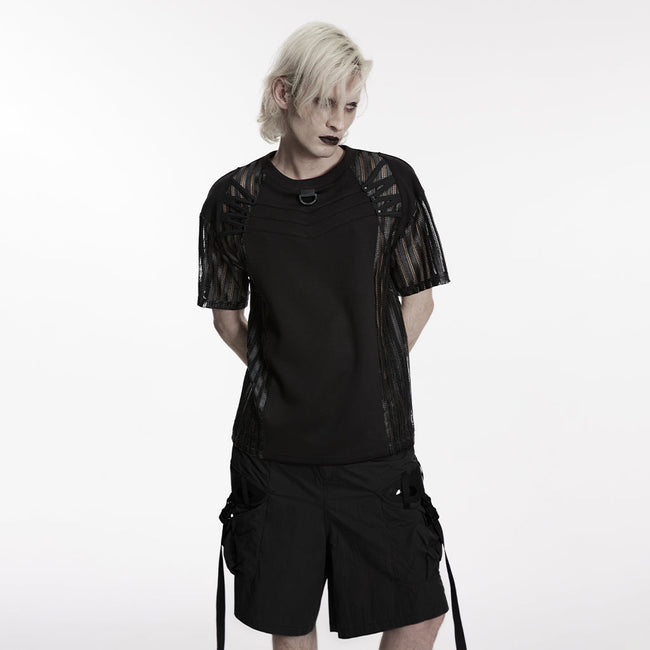 T-Shirt mit Ärmeln im Netzkäfig-Stil