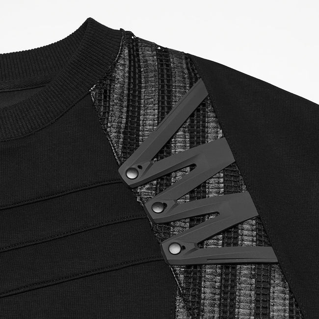 T-Shirt mit Ärmeln im Netzkäfig-Stil