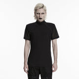 Dunkles Punk-Mesh-T-Shirt für Herren