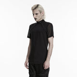 Dunkles Punk-Mesh-T-Shirt für Herren