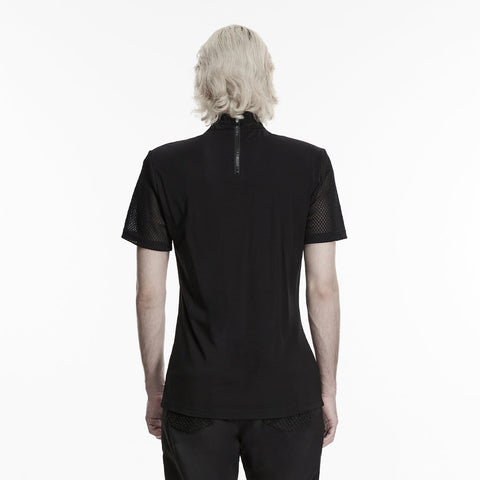 Dunkles Punk-Mesh-T-Shirt für Herren