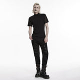 Dunkles Punk-Mesh-T-Shirt für Herren