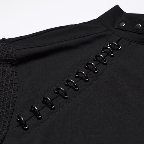 Dunkles Punk-Mesh-T-Shirt für Herren