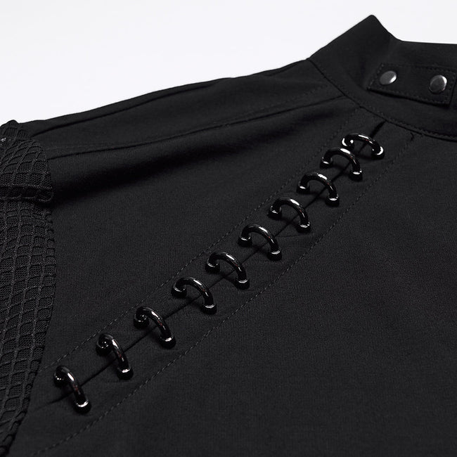 Dunkles Punk-Mesh-T-Shirt für Herren