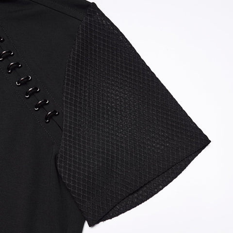 Dunkles Punk-Mesh-T-Shirt für Herren