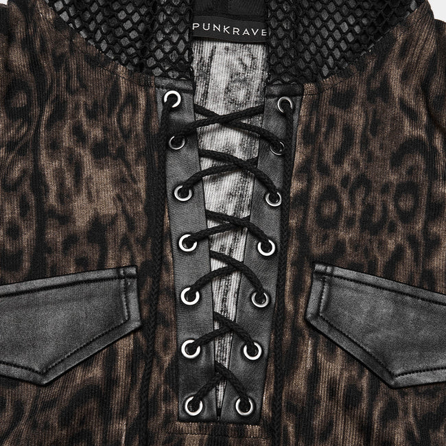 Punk-T-Shirt mit Leopardenmuster