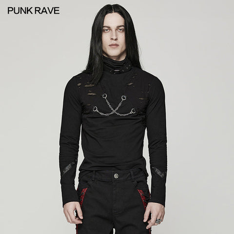 Punk-T-Shirt mit Stehkragen für den täglichen Gebrauch
