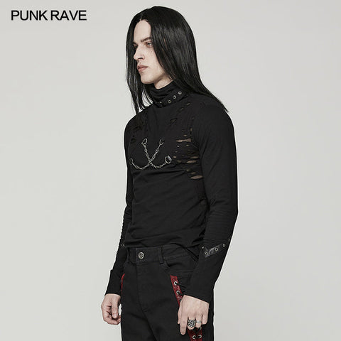 Punk-T-Shirt mit Stehkragen für den täglichen Gebrauch