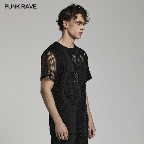 Punk-T-Shirt mit zerrissenem Mest