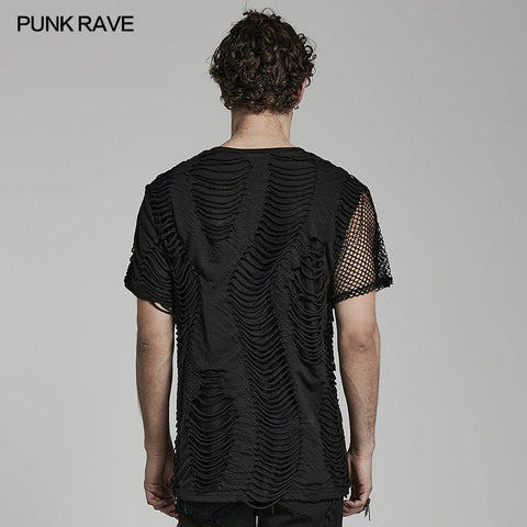 Punk-T-Shirt mit zerrissenem Mest