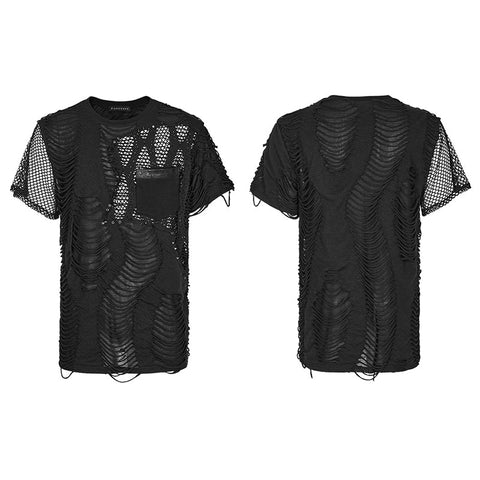 Punk-T-Shirt mit zerrissenem Mest
