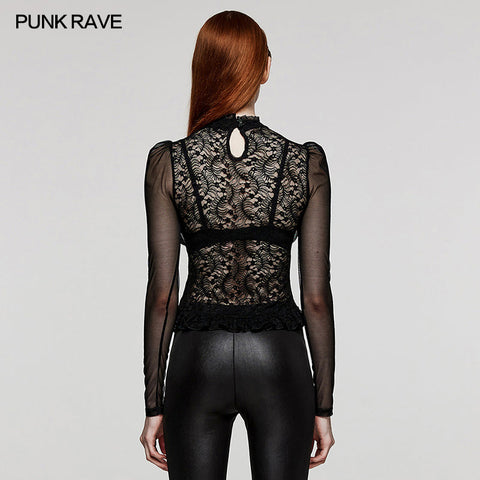 Gothic-Spitzenhemd mit Blasenstickerei