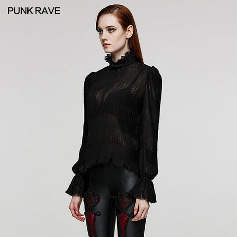 Gothic-Hemd aus Chiffon mit zarter Spitze