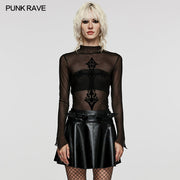 Sexy Goth-T-Shirt mit Stehkragen