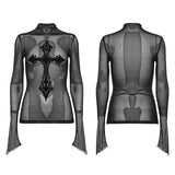 Sexy Goth-T-Shirt mit Stehkragen