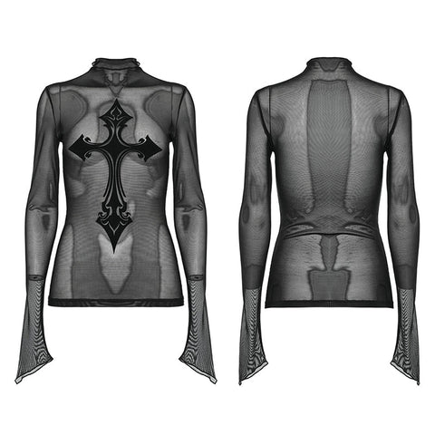 Sexy Goth-T-Shirt mit Stehkragen