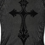 Sexy Goth-T-Shirt mit Stehkragen