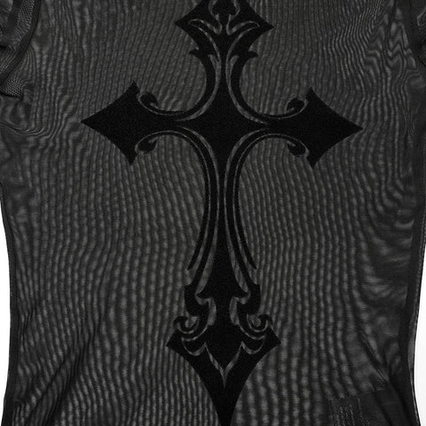 Sexy Goth-T-Shirt mit Stehkragen