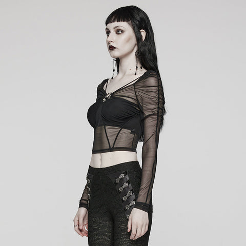 2024 Goth Langarm-Mesh-T-Shirt