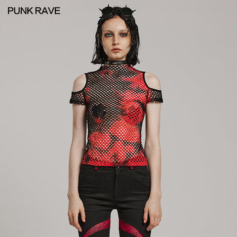 PUNK Batik-Mesh-Kurzarm-T-Shirt