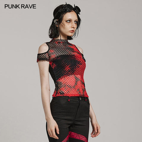 PUNK Batik-Mesh-Kurzarm-T-Shirt