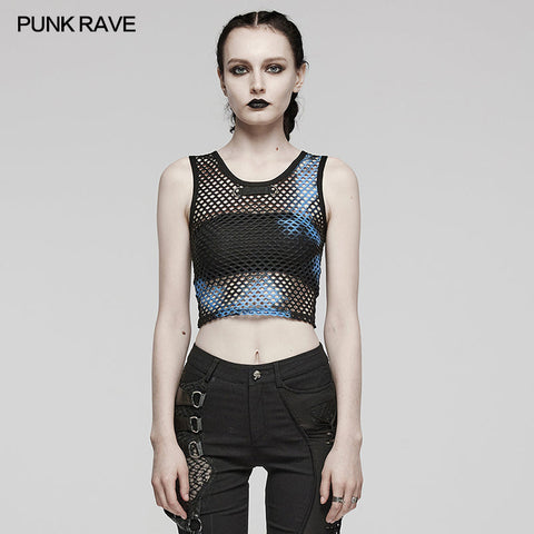 PUNK-Tanktop aus Netzstoff mit Batikmuster