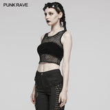 PUNK-Tanktop aus Netzstoff mit Batikmuster