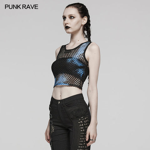 PUNK-Tanktop aus Netzstoff mit Batikmuster