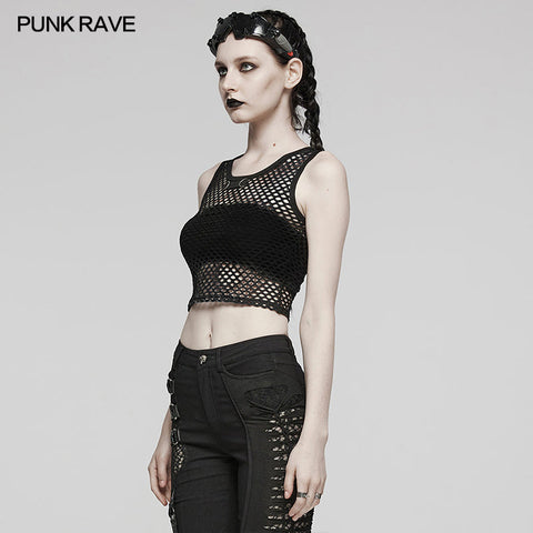 PUNK-Tanktop aus Netzstoff mit Batikmuster