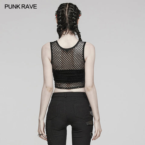 PUNK-Tanktop aus Netzstoff mit Batikmuster