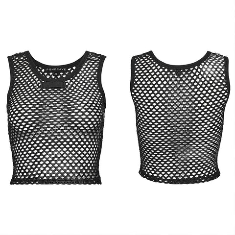 PUNK-Tanktop aus Netzstoff mit Batikmuster