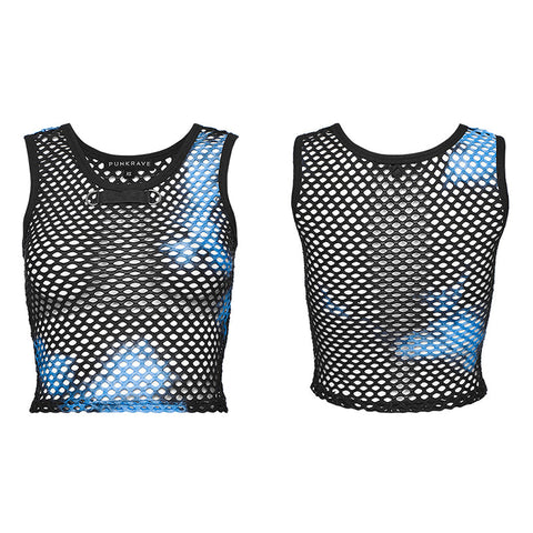 PUNK-Tanktop aus Netzstoff mit Batikmuster