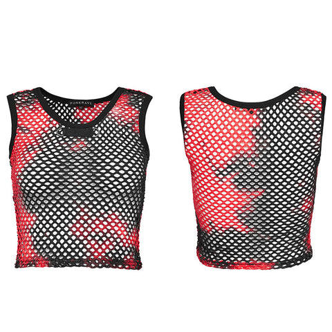 PUNK-Tanktop aus Netzstoff mit Batikmuster