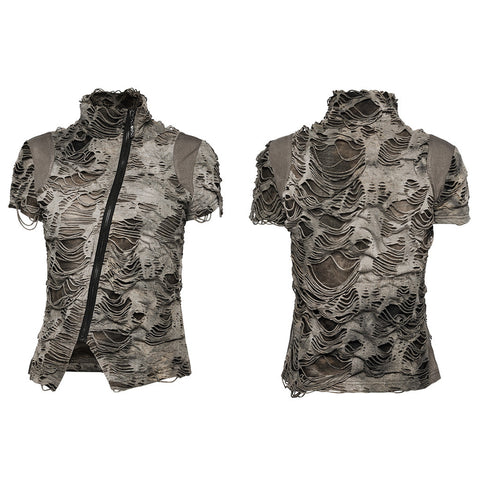 Elastisches Wasteland-Punk-T-Shirt mit Batikmuster