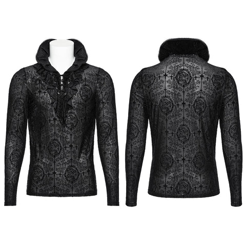 Gothic T-Shirt mit hohem Kragen