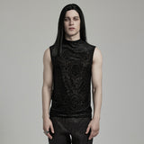 Gothic-Tanktop aus beflocktem Netzstoff