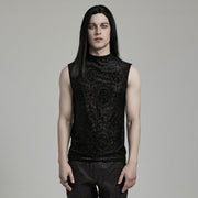 Gothic-Tanktop aus beflocktem Netzstoff