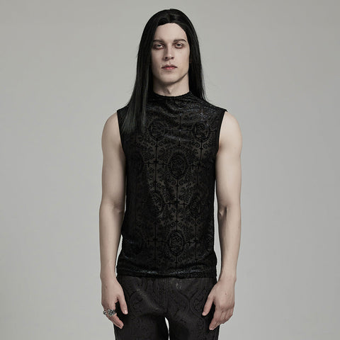Gothic-Tanktop aus beflocktem Netzstoff