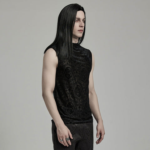Gothic-Tanktop aus beflocktem Netzstoff