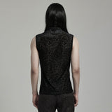 Gothic-Tanktop aus beflocktem Netzstoff