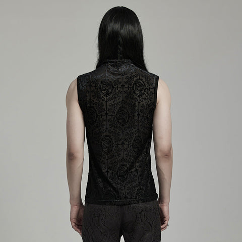Gothic-Tanktop aus beflocktem Netzstoff
